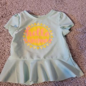 Cat&Jack Top Shirt Bathing Suit CoverUp 12M 'Hello Summer' Blue Yellow